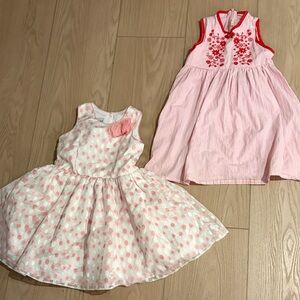 Charming Pink Polka Dot and Embroidered Kids Dress Set